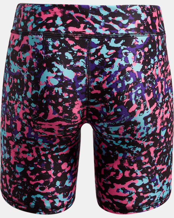 Girls' HeatGear® Armour AOP Bike Shorts, Black, pdpMainDesktop image number 1